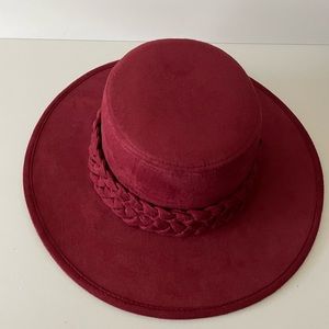 Maroon flat brim hat